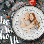 Ornement En Métal Best Grandma Ever Modern Classic<br><div class="desc">This simple and classic design is composed of serif typographiy and add a custom photo. "Best Grandma Ever" circles the photo of your grandma,  gramma,  grandmother,  granny,  mee-maw,  lola,  etc</div>