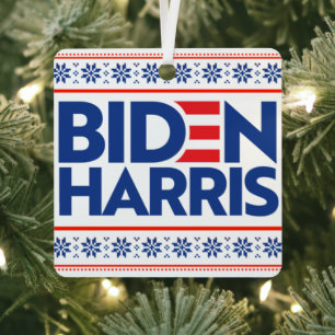 ORNEMENT EN MÉTAL BIDEN HARRIS BLUE CHRISTMAS SWEATER
