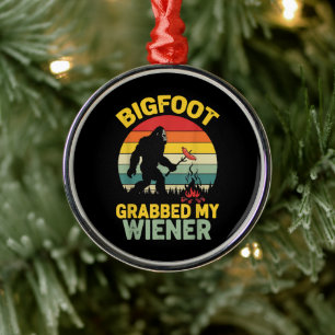 Ornement En Métal Big Foot a attrapé mon hot dog drôle Sasquatch