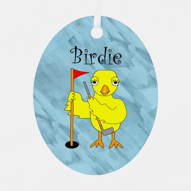 Ornement En Métal Birdie Golfer Chick (Recto)