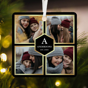 Ornement En Métal Black and Gold 4 Photos Famille Collage photo