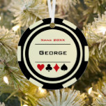Ornement En Métal Black Off-White Las Vegas Poker Chip Noël<br><div class="desc">Vous cherchez un cadeau pour votre joueur préféré ? Donnez-leur ce plaisir noir et blanc cassé de poker de casino ornement de Noël. Personnalisez-le avec leur nom et leur année pour une touche personnelle supplémentaire !</div>