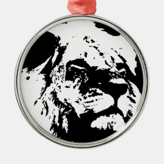Ornement En Métal Black & white lion pop art