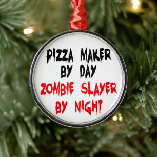 Ornement En Métal Blague de Tueur de Zombie Pizzaïolo