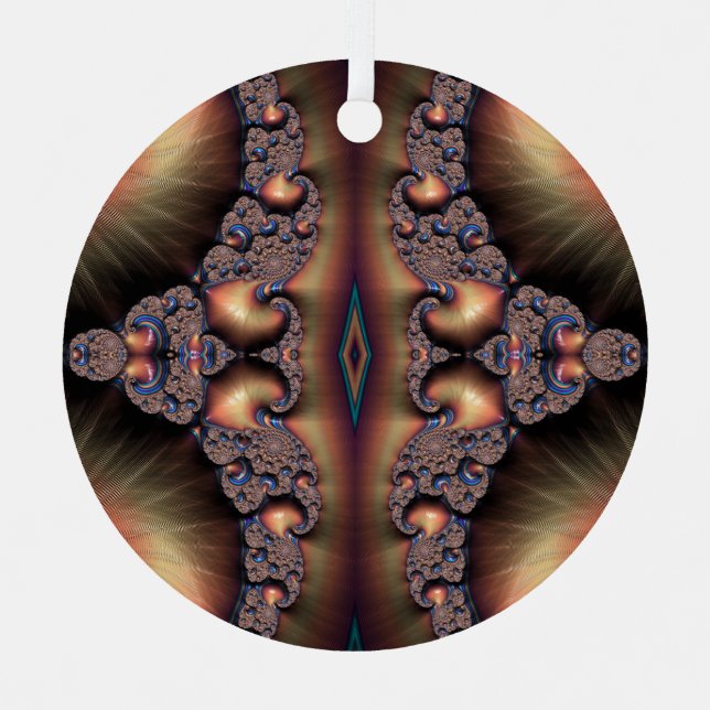 Ornement En Métal Bleu Banded Golden Escargot Fractal Abstrait (Recto)