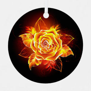 Ornement En Métal Blooming Fire Rose