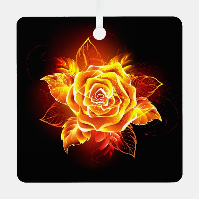 Ornement En Métal Blooming Fire Rose (Recto)