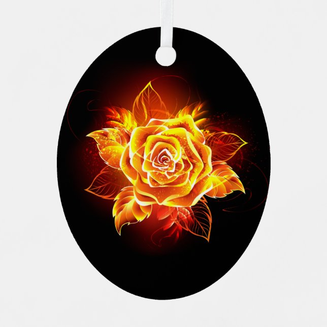 Ornement En Métal Blooming Fire Rose (Recto)