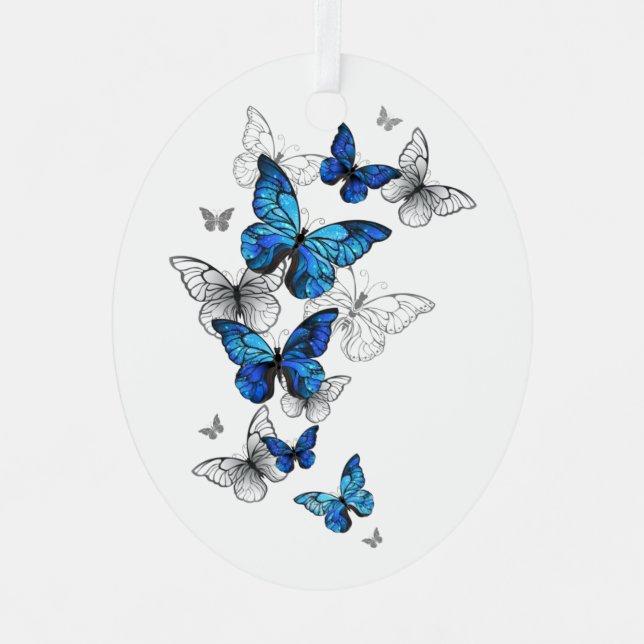 Ornement En Métal Blue Flying Butterflies Morpho (Recto)