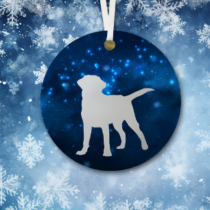 Ornement En Métal Blue Star Lights Labrador Retriever Chien Noël