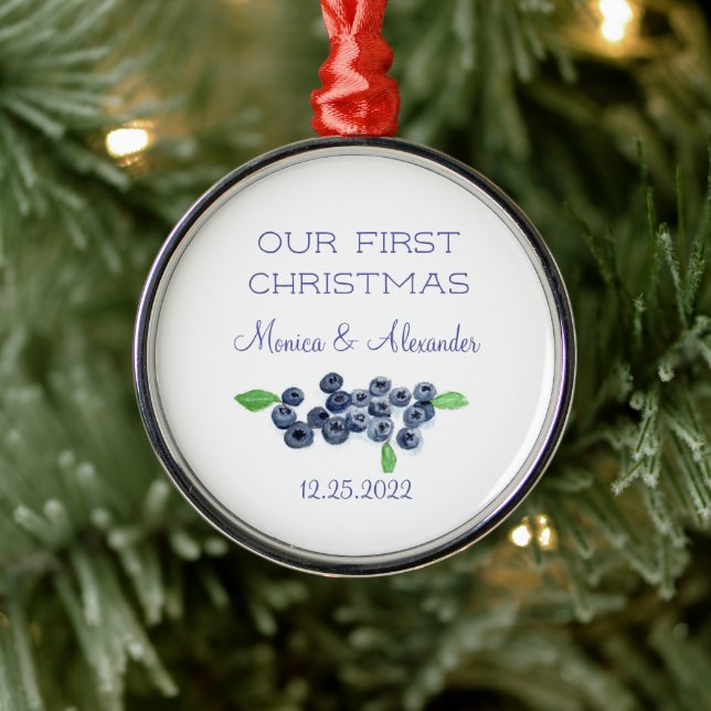 Ornement En Métal Blueberries Blueberry Fruits Mariages Noël (Arbre)