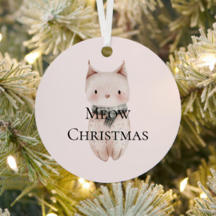 Ornement En Métal Blush rose Meow cadeau de chat de Noël