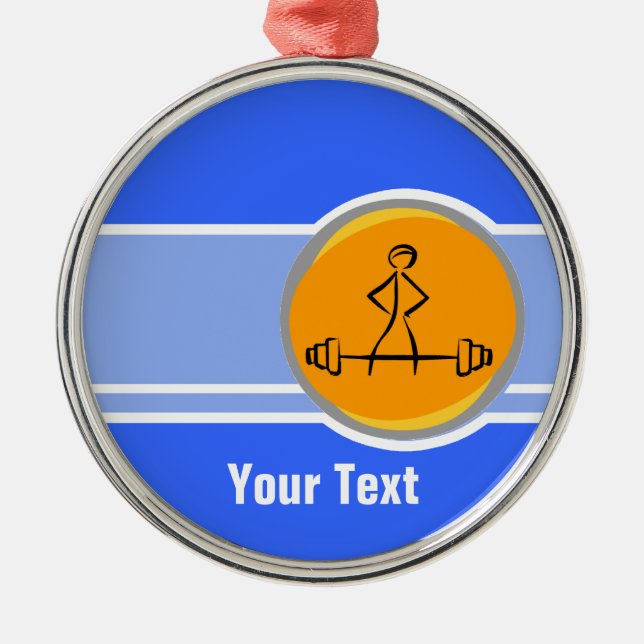 Ornement En Métal Bodybuilding ; bleu et orange (Devant)