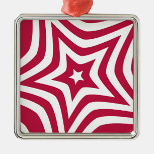 Ornement En Métal Bold & Bright Red & White Star dans un Motif vecto
