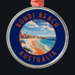 Ornement En Métal Bondi Beach Australie Travel Art Vintage<br><div class="desc">Bondi Beach dans un style vectoriel. Le croissant de sable blanc de Bondi est l'une des plages les plus emblématiques d'Australie.</div>