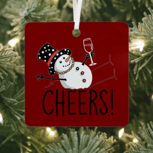 Ornement En Métal Bonhomme de neige applaudit vin Noël drôle Xmas hi