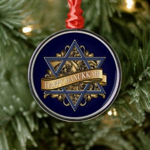 Ornement En Métal Bonne Hanoukka Star de David