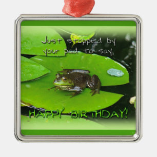 Ornement En Métal Bonne salutation d'anniversaire - Bullfrog sur Lil