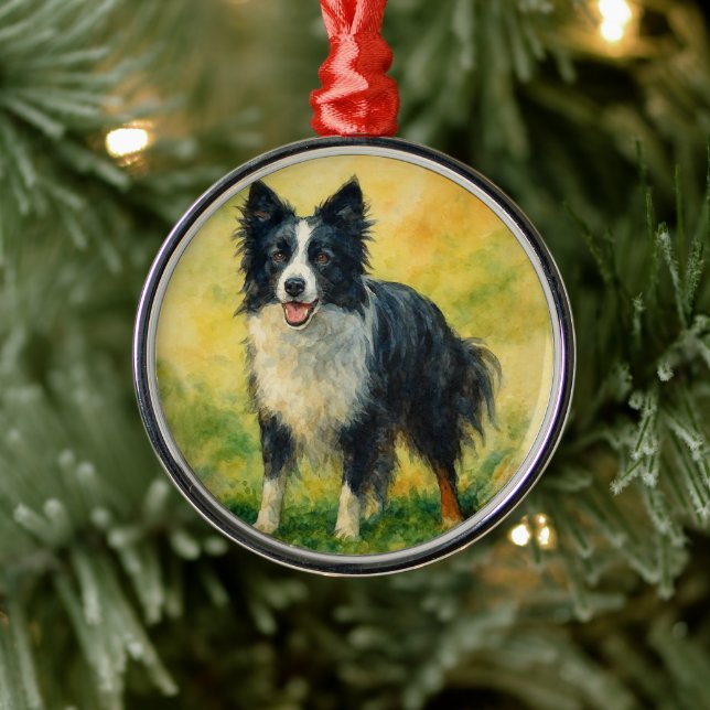 Ornement En Métal Border Collie (Arbre)