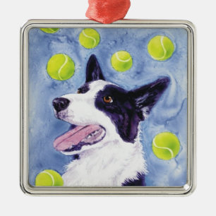 Ornement En Métal Bordure Collie Ornament - "Magpie's Gold"