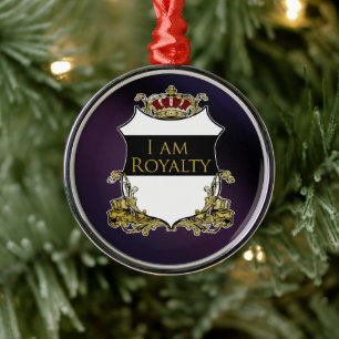 Ornement En Métal Bouclier Couronne Royale Luxe Dégradé Violet Noir