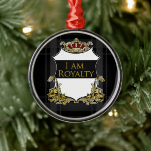 Ornement En Métal Bouclier Couronne Royale Noir Gris Luxe