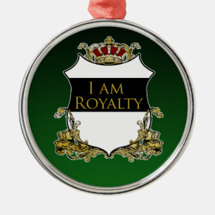 Ornement En Métal Bouclier Couronne Royale Noir Vert Dégradé Luxe