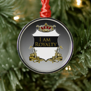 Ornement En Métal Bouclier de Couronne Royale Blanc Gris Dégradé Lux