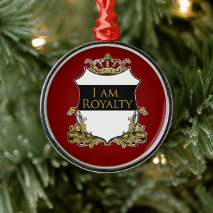 Ornement En Métal Bouclier de Couronne Royale Luxe Rouge Foncé