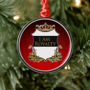 Ornement En Métal Bouclier de Couronne Royale Noir Rouge Dégradé Lux