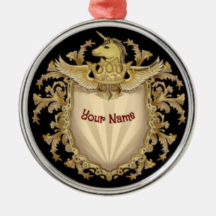 Ornement En Métal Bouclier Unicorne