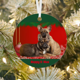 Ornement En Métal Bouledogue français Joyeux Noël Bouledogue