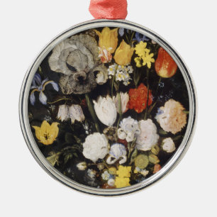 Ornement En Métal Bouquet de fleurs dans un vase de terre