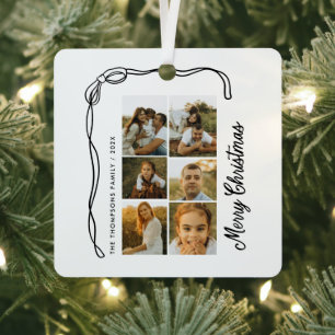 Ornement En Métal Bow Joyeux Noël Famille 6 Photos