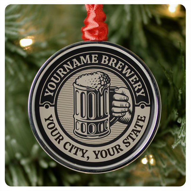 Ornement En Métal Brasserie Nom personnalisé Brasserie Big Mug (Créateur téléchargé)