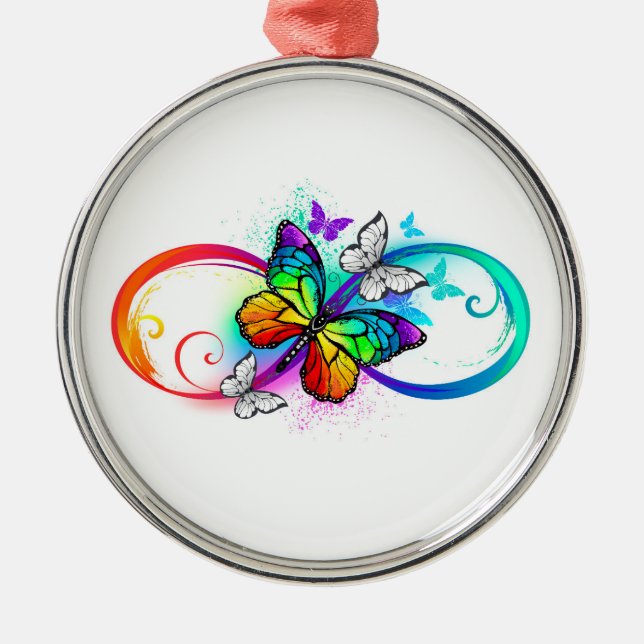 Ornement En Métal Bright infinity with rainbow butterfly (Devant)