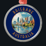 Ornement En Métal Brisbane Australie Cercle en détresse rétrograde<br><div class="desc">Conception de déplacement vectoriel rétro de Brisbane. Brisbane,  la capitale vibrante du Queensland,  en Australie,  est une ville qui allie harmonieusement énergie urbaine et charme décontracté. Niché sur les rives du fleuve Brisbane,  il bénéficie d'un climat subtropical,  d'une beauté naturelle époustouflante et d'une riche tapisserie culturelle.</div>