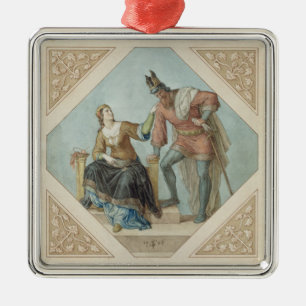 Ornement En Métal Brunhilde et Hagen, illustration pour 'le Niebelu