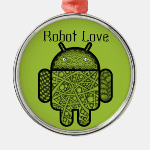 Ornement En Métal Bubbles Doodle Character pour le robot Android™