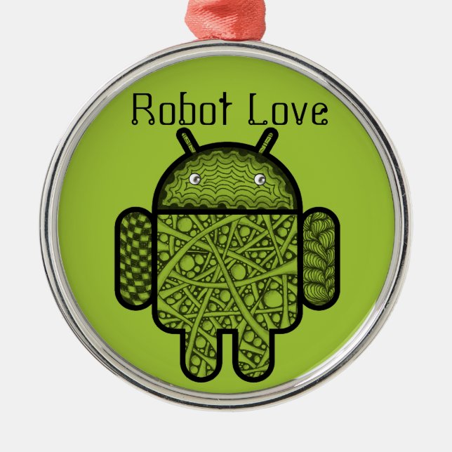Ornement En Métal Bubbles Doodle Character pour le robot Android™ (Devant)