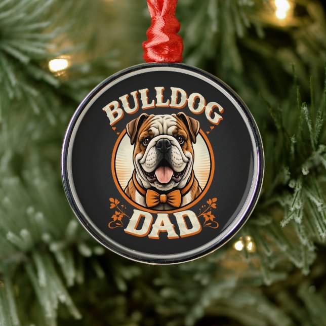 Ornement En Métal Bulldog Dad – Cute Vintage Bulldog Father’s Day (Arbre)