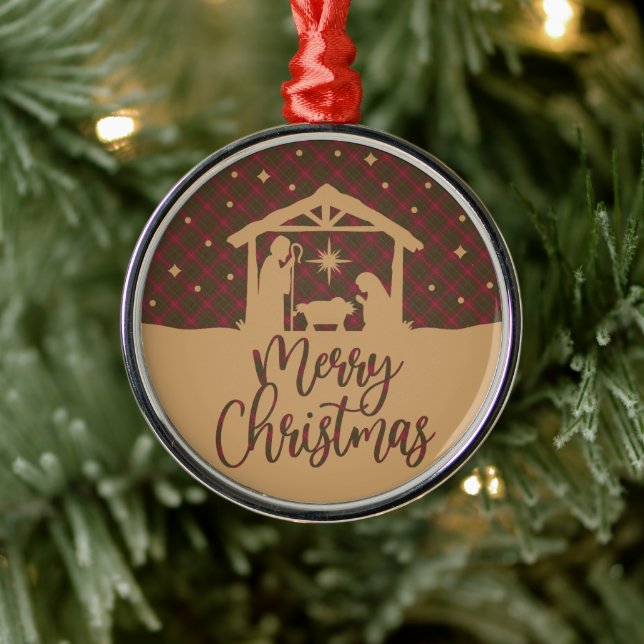 Ornement En Métal Burnett Weathered  Scottish Tartan Christmas (Arbre)