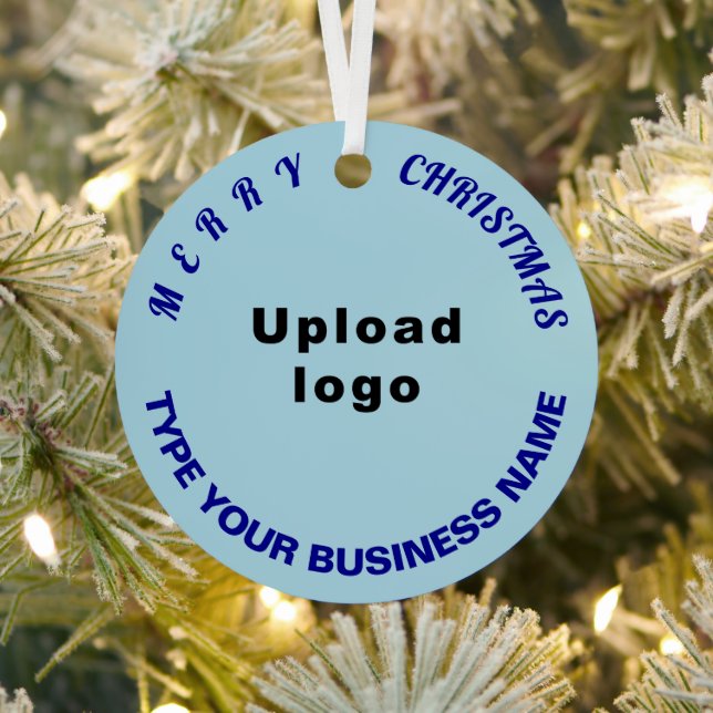 Ornement En Métal Business Christmas Light Blue Circle (Insitu)