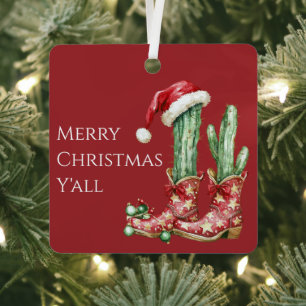 Ornement En Métal Cactus Casquette Stars Western Cowboy Bottes Noël