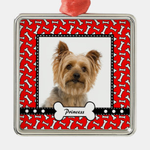 Ornement En Métal Cadeau de chienchien - modèle photo de rouge d'os