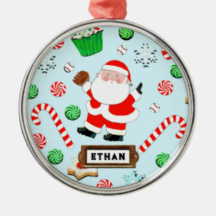 Ornement En Métal Cadeau de Noël de baseball personnalisé