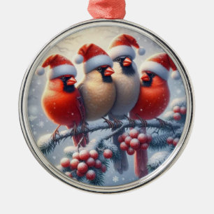 Ornement En Métal Cadeau de Noël mignon pour la famille des cardinau