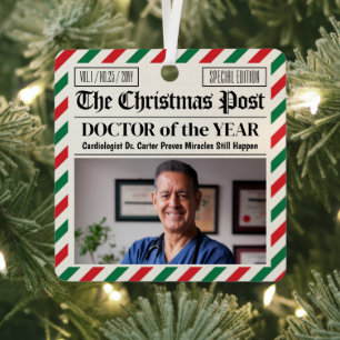 Ornement En Métal Cadeau de Noël personnalisé pour médecin, Journal