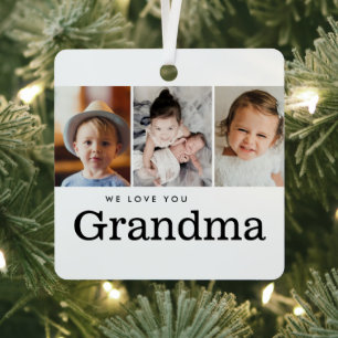 Ornement En Métal Cadeau de Noël pour grand-mère avec 3 photos des p