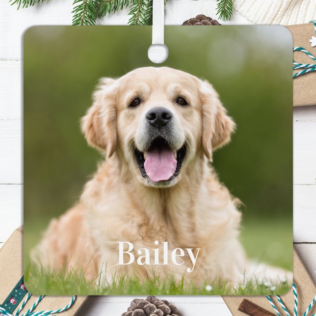 Ornement En Métal Cadeau Personnalisé Photo de Chien Amateur de Chie (Créateur téléchargé)